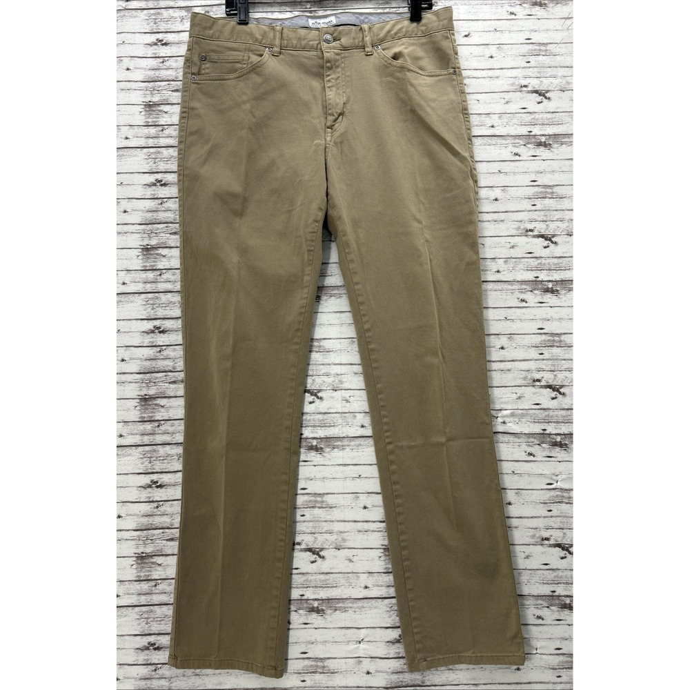 Peter Millar Signature Sateen Five Pocket Pants 35x32 Beige Stretch ME0B39